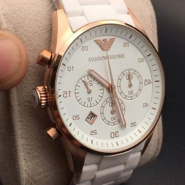 Montre Homme Emporio Armani AR5919 Sportivo Blanc et Or Rose