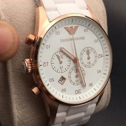 Montre Homme Emporio Armani AR5919 Sportivo Blanc et Or Rose