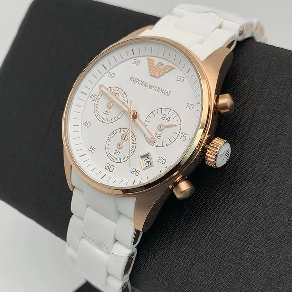 Emporio Armani AR5920 Sportivo Women's White & Rose Gold Watch