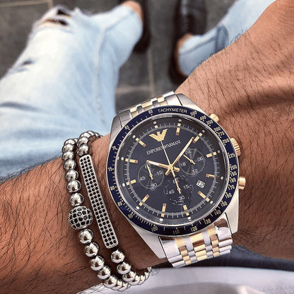 Montre homme bicolore bleue Emporio Armani AR8030 Tazio