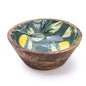 Enamelled Mango Wooden Dish Inlay Lemons and leaves 20cm