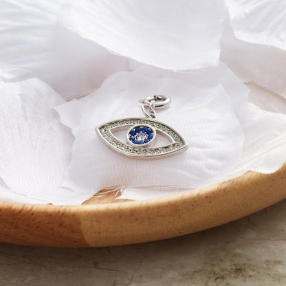 Evil Eye Charm Created with Zircondia® Crystals