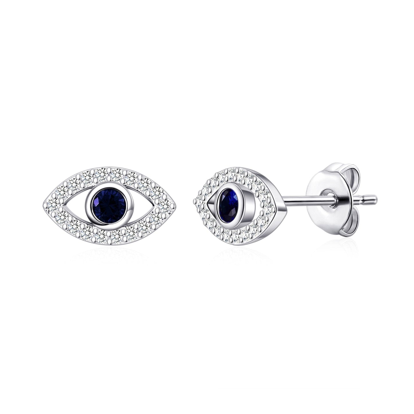 Evil Eye Earrings Created with Zircondia® Crystals