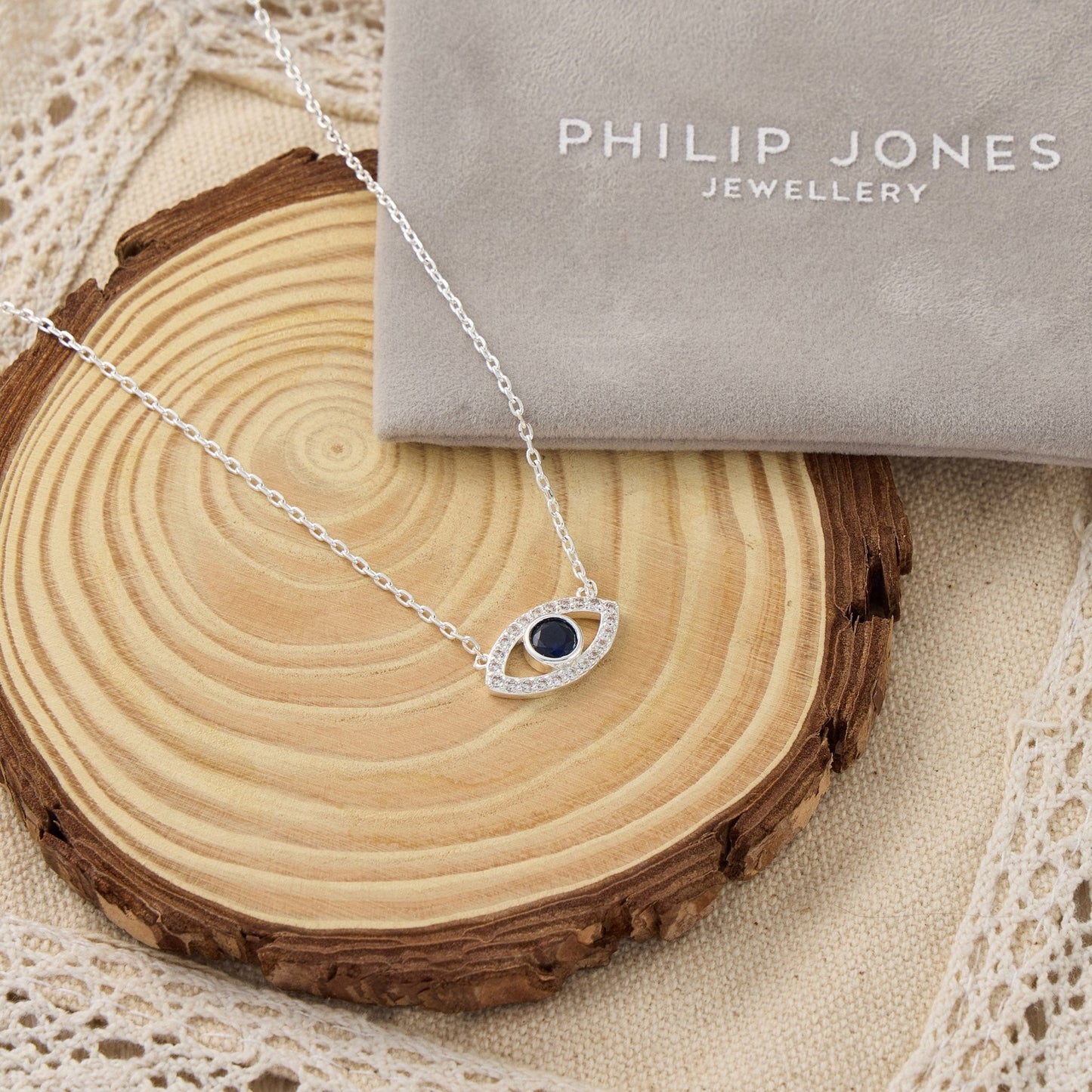 Evil Eye Necklace Created with Zircondia® Crystals
