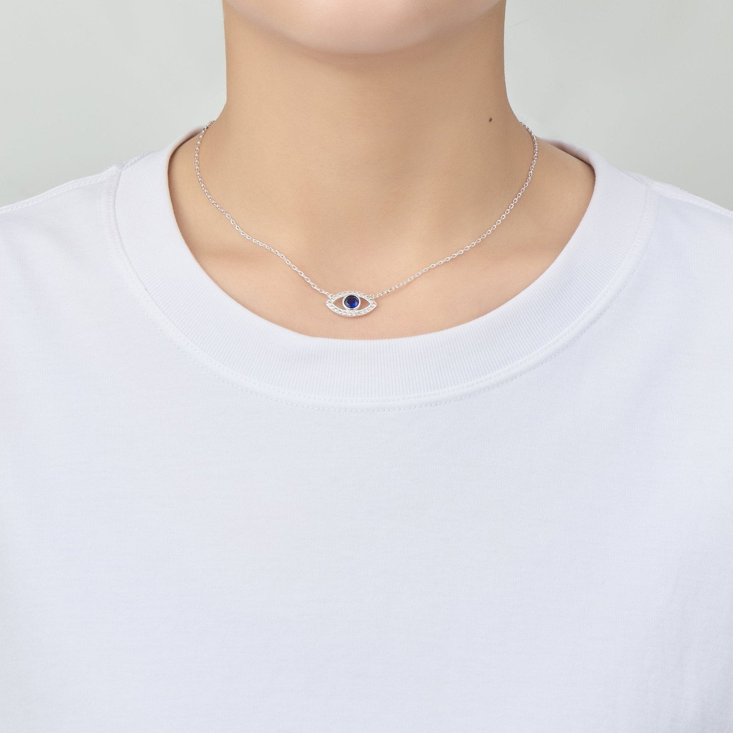 Evil Eye Necklace Created with Zircondia® Crystals