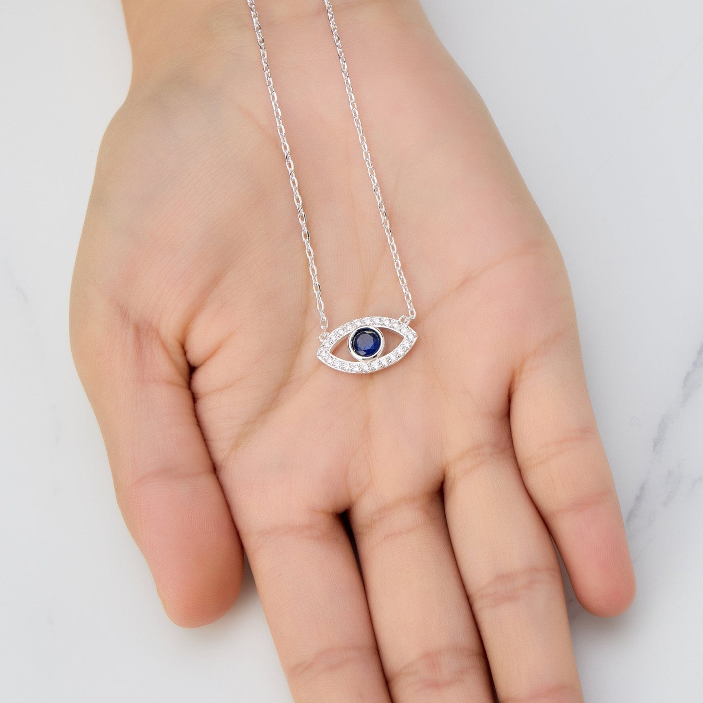Evil Eye Necklace Created with Zircondia® Crystals
