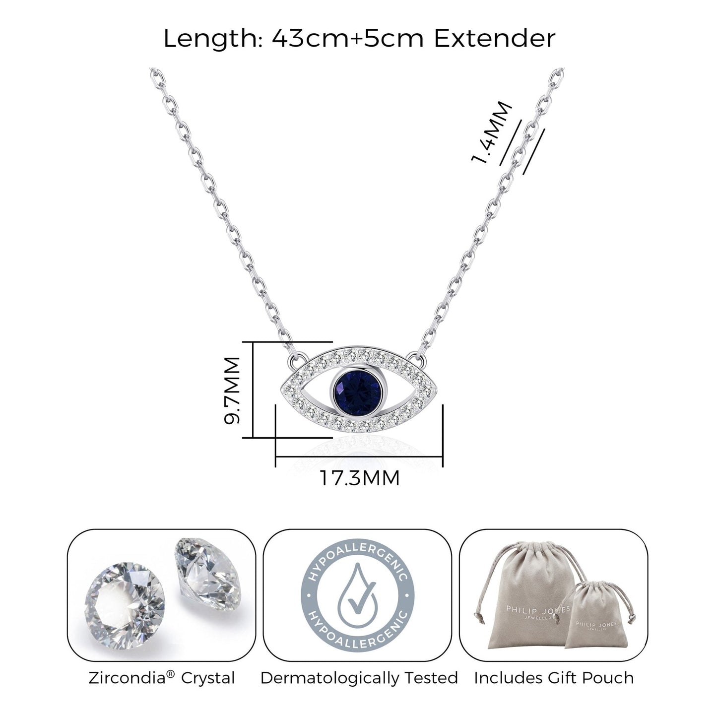 Evil Eye Necklace Created with Zircondia® Crystals