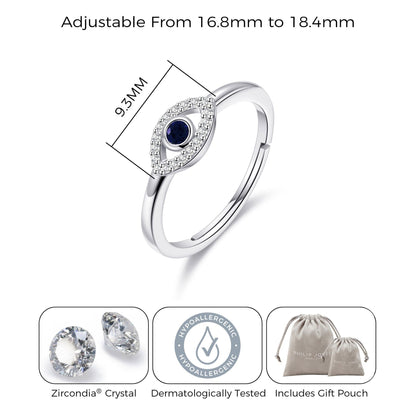 Evil Eye Ring Created with Zircondia® Crystals