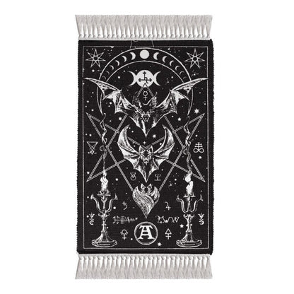 Bat Moon Phase Rug Gothic Cotton Wall Floor Decor