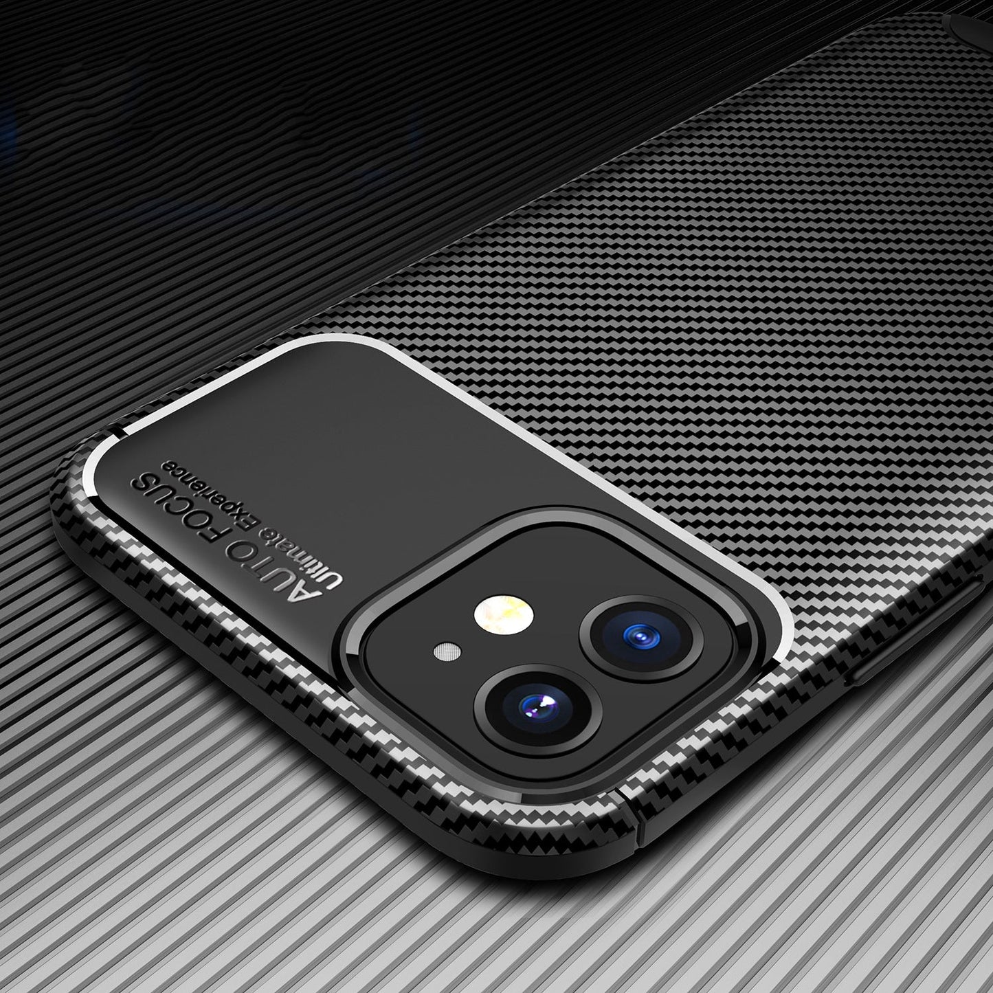 Carbon Fibre TPU Black Case - For iPhone 12 Mini