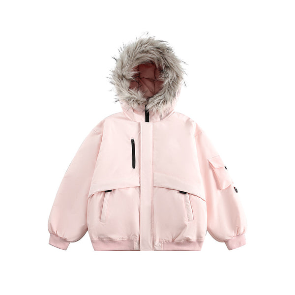 Doudoune parka à capuche avec col en fourrure rétro, épaisse pour femme, pour l'hiver