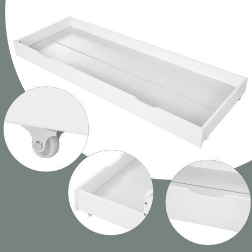 White Single Daybed with Trundle & Drawer