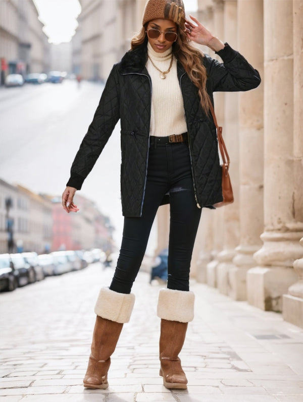 Drawstring Waist Padded Padded Coat