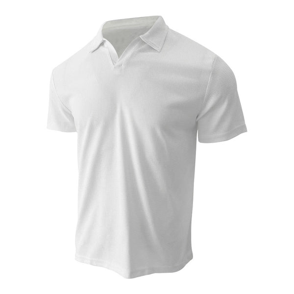 Waffle Lapel Short-sleeved V T-shirts