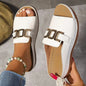 Women's Chain Wedge Platform Sandals | Peep-Toe Slides