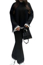 Women's 2-Piece Knitted Co-Ord Lounge Set – Stitched Detail Sweater & Pants Outfit