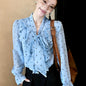 Polka-Dot Ruffle-Bow Chiffon Shirt