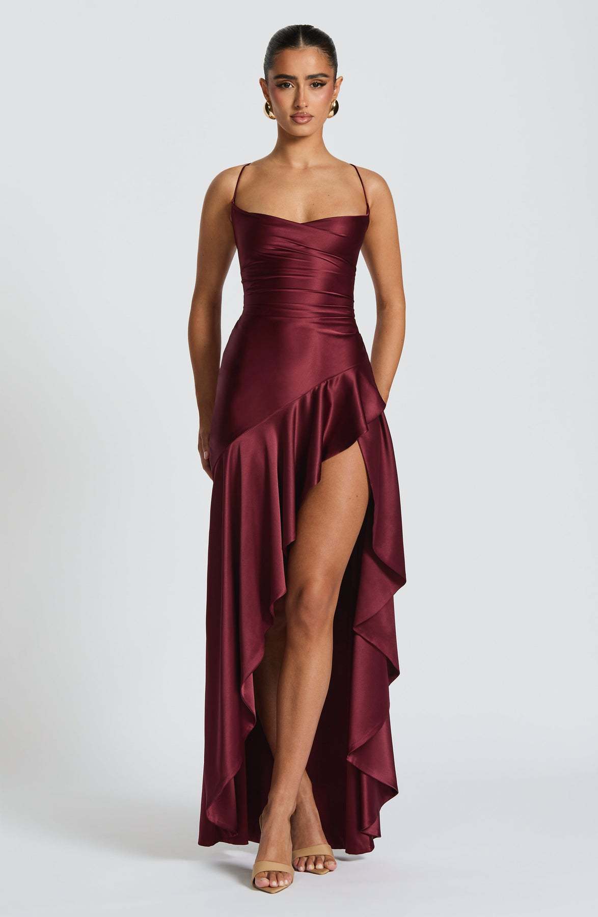 Women's Backless Ruffles Irregular Dress