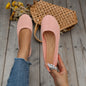 Women's Knit Mesh Slip-On Flat Shoes – Breathable Round Toe Casual Flats
