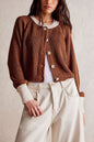 Women's Round Neck Knitwear Single Row Button Coat