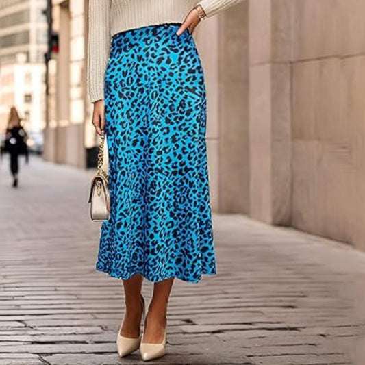 Satin Leopard Print Mermaid Skirt