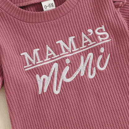 Girls Embroidery Waffle Suit