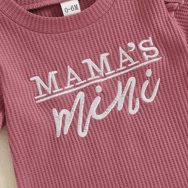 Girls Embroidery Waffle Suit