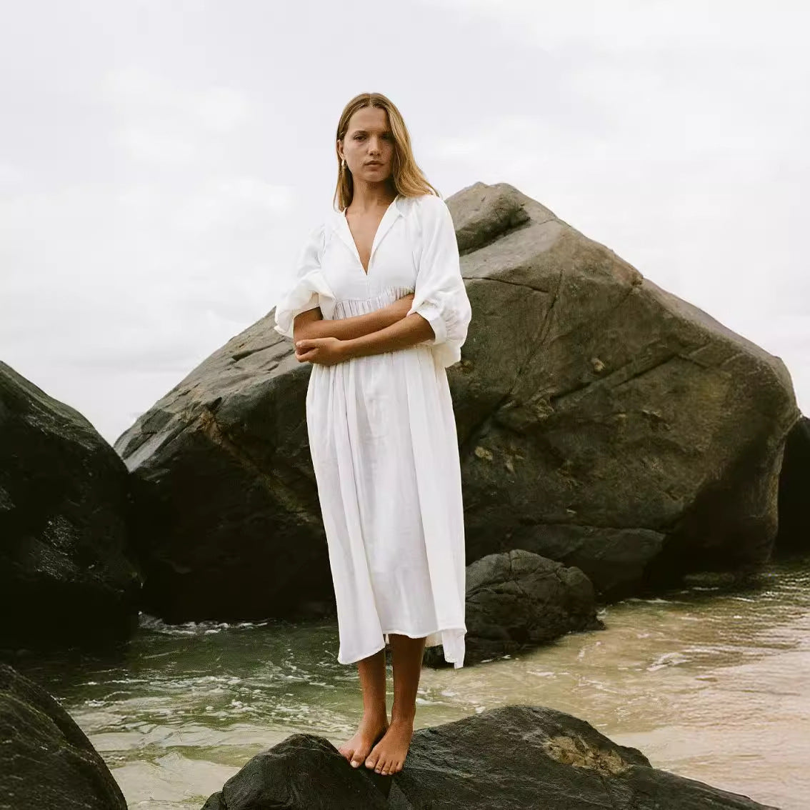 Lantern Sleeve Wind Dress