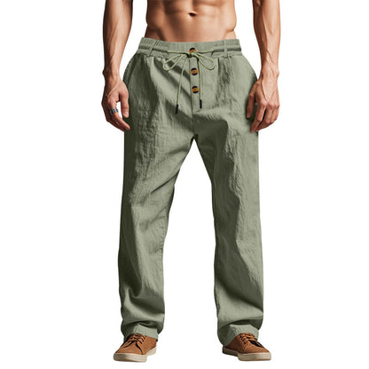 Men's Loose Fit Straight-Leg Casual Trousers | Breathable Summer Beach Pants