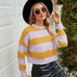 Outerwear Striped Contrast Color Mohair Sweater