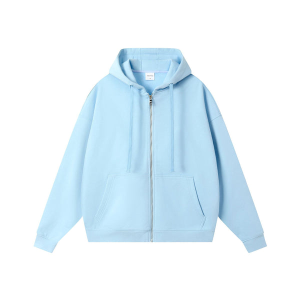 Loose Cotton Zip-Up Hoodie