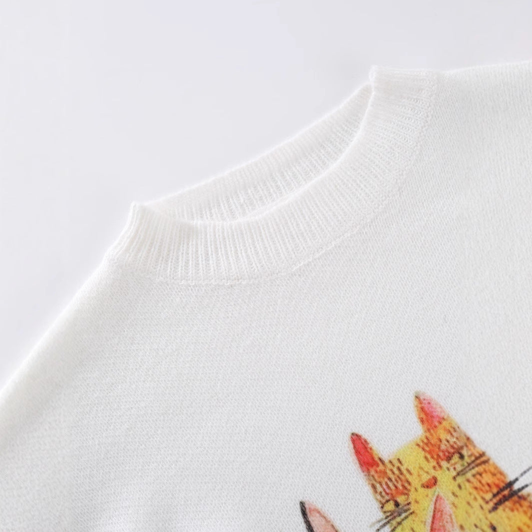 Women's Knitted Cute Cat Pullover Top