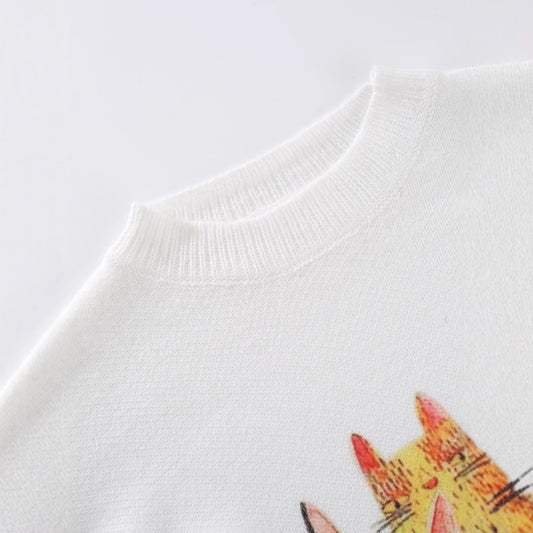 Women's Knitted Cute Cat Pullover Top