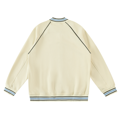 Waran Contrast Trim Raglan Varsity Jacket