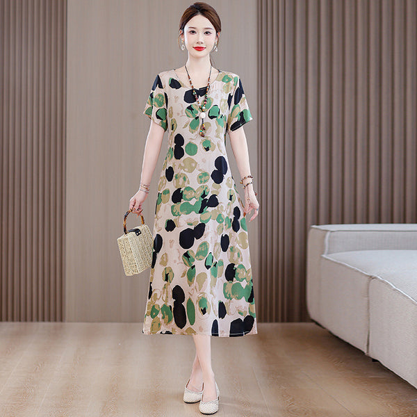 Women's Short Sleeve Cotton Floral Dress