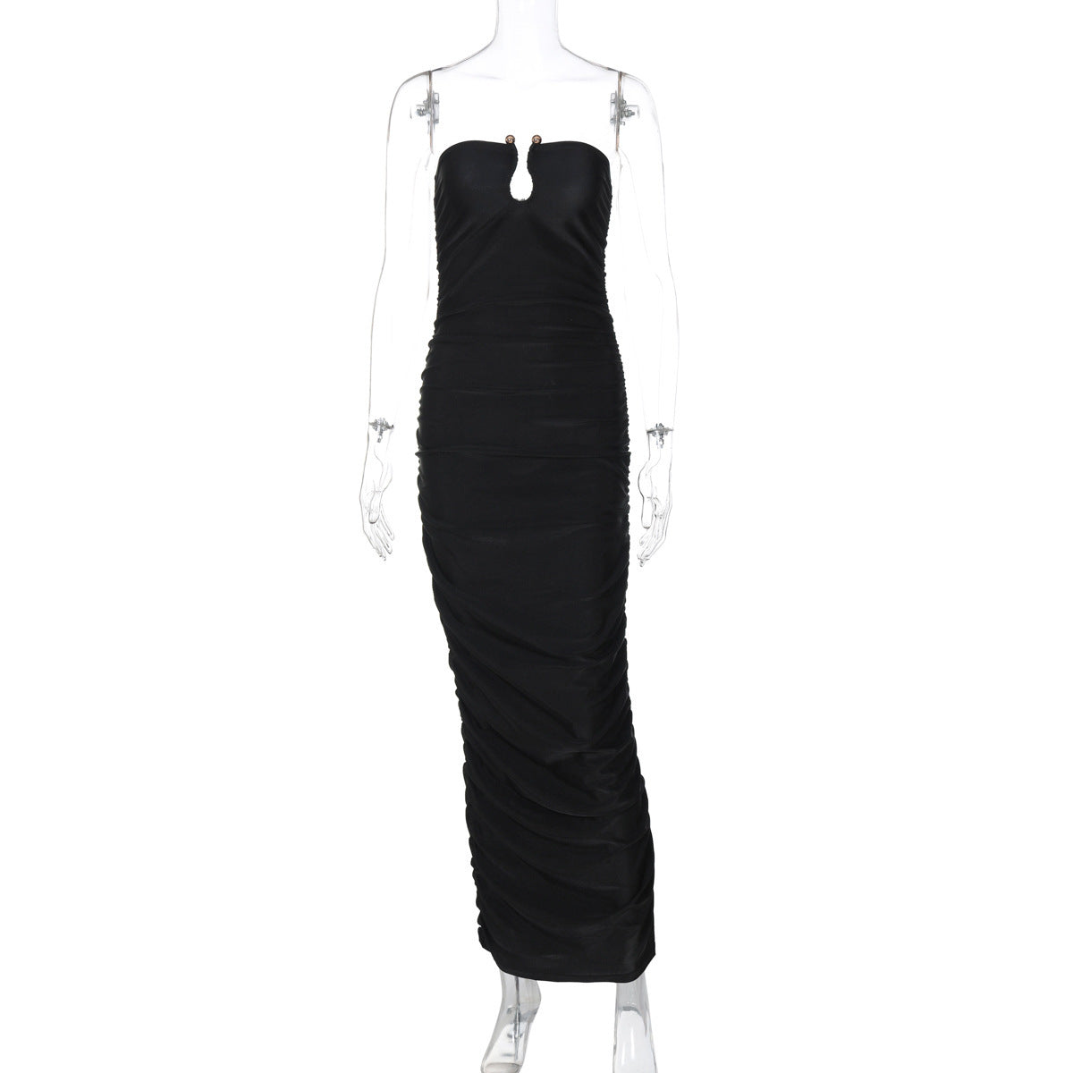 Robe moulante à col en V et dos nu pour femme