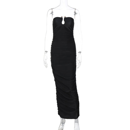 Robe moulante à col en V et dos nu pour femme