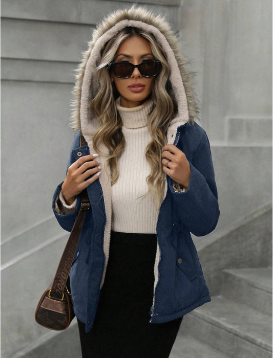 Aveloria Hooded Cinched Waist Casual Parka