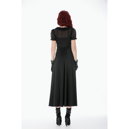 Dark In Love Dalaria High Waist Gothic Long Skirt - Lace Inset Panel