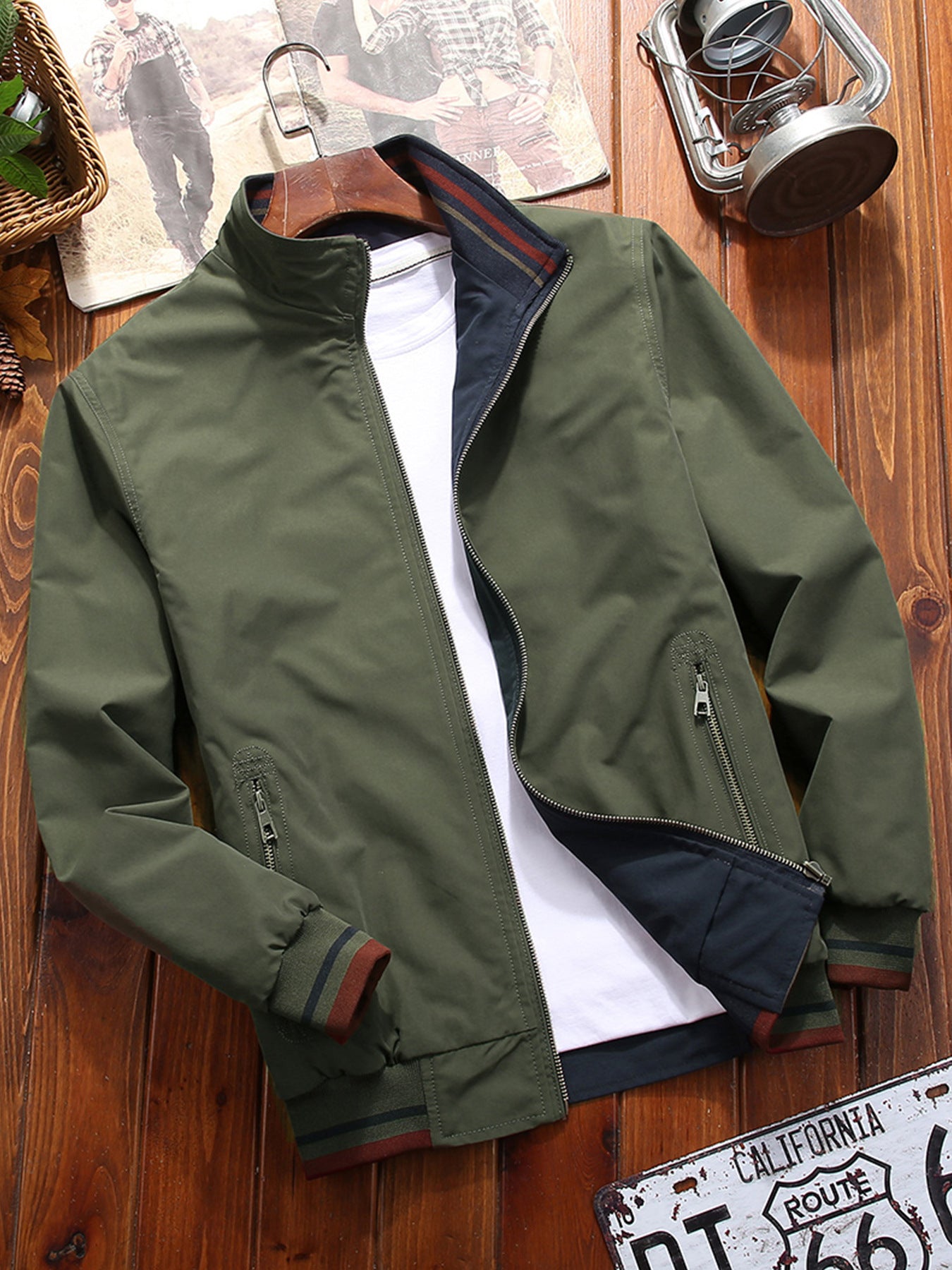 Mens Double-sided Stand Collar
