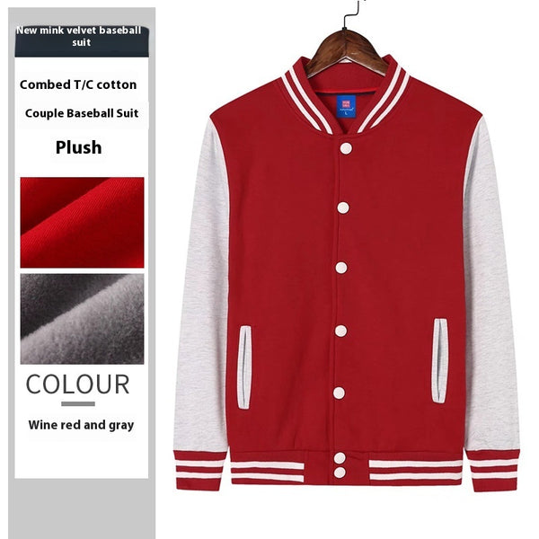 Brushed Jacket Coat Student Party Embroidery Print