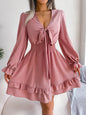 Womens V-neck Long Sleeve Dress