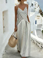 Striped Casual Womens V-Neck Sleeveless Set
