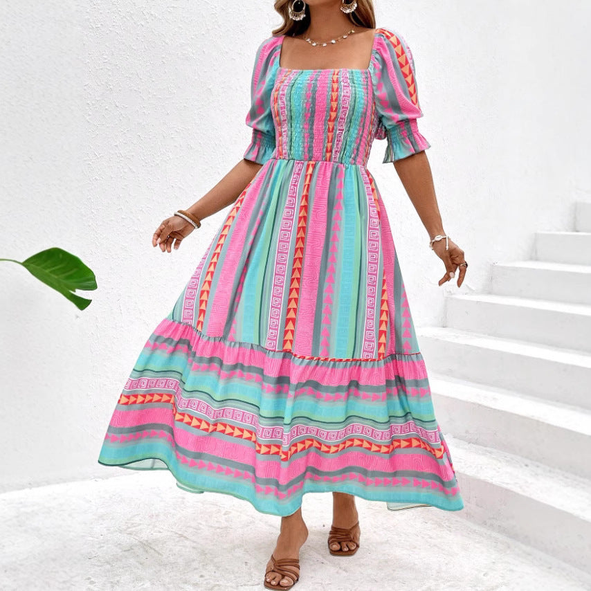 Short Sleeve pattern Dress