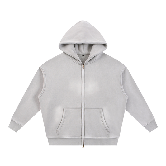 Sunfade Two-way Zipper Boxy Fleece Hoodie