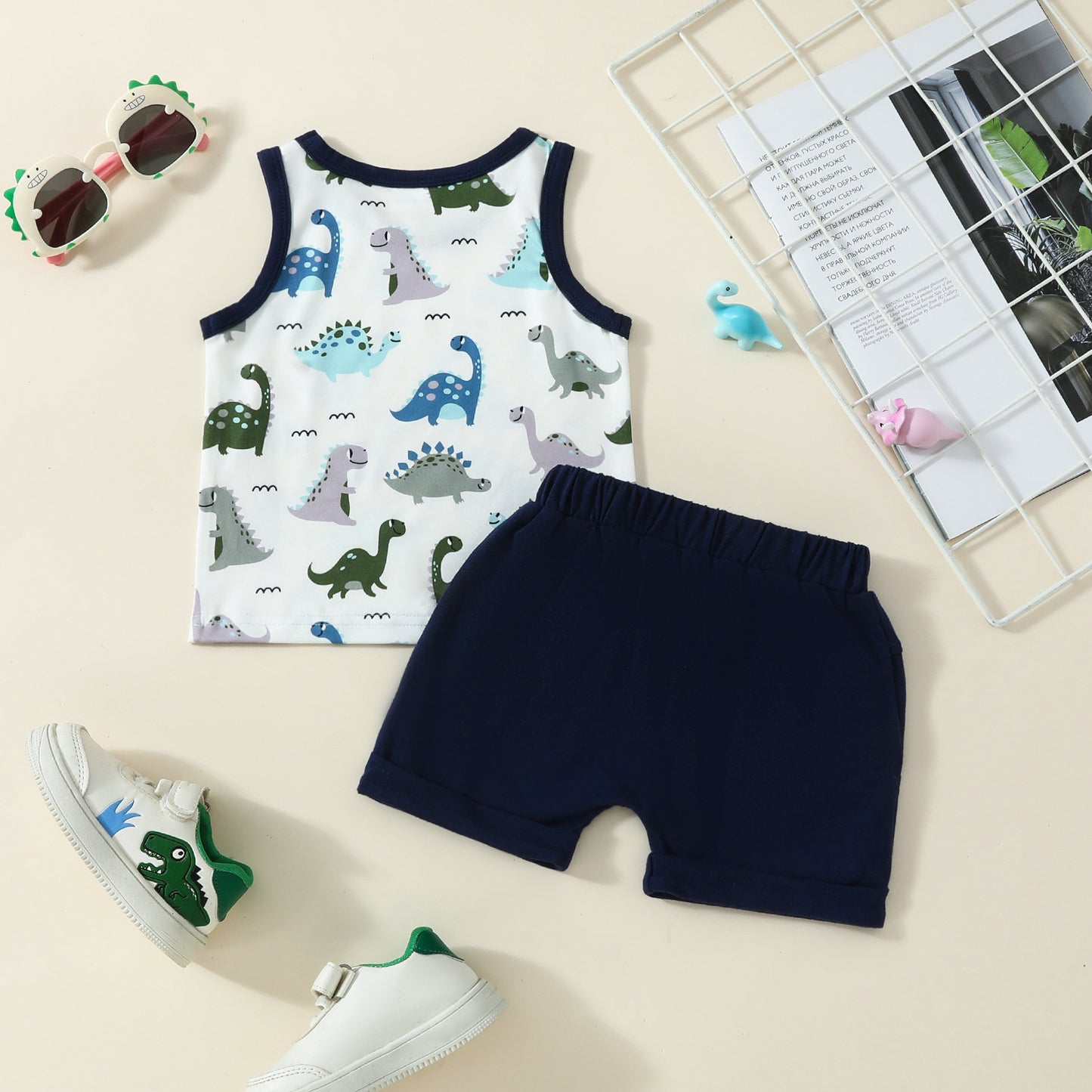 Boys Dinosaur Printed Two-piece Suit