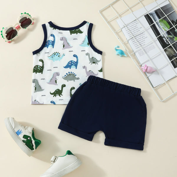 Boys Dinosaur Printed Two-piece Suit