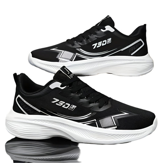 Men's Breathable Geometric Sports Shoes, Low Top Lace-up Hiking & Outdoor Sneakers