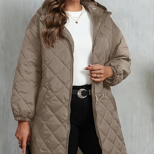 Womens Hooded Zipper Cotton Jacket