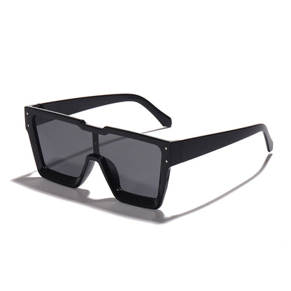 Nouvelles lunettes de soleil personnalisées à grande monture européennes et américaines, lentille monobloc, style INS, lunettes de sport